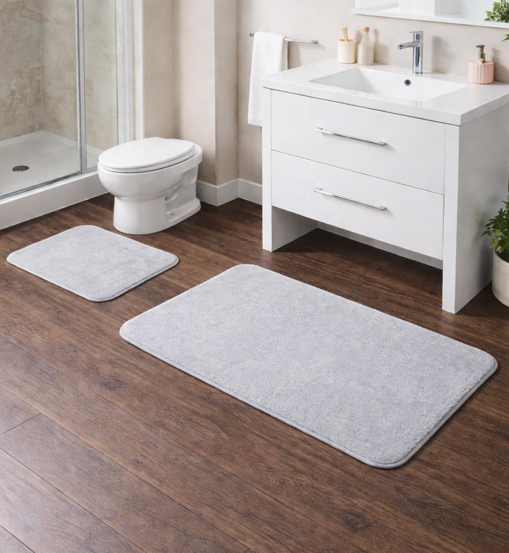 Sevika Home İkili Banyo Paspas Takımı Açık Gri