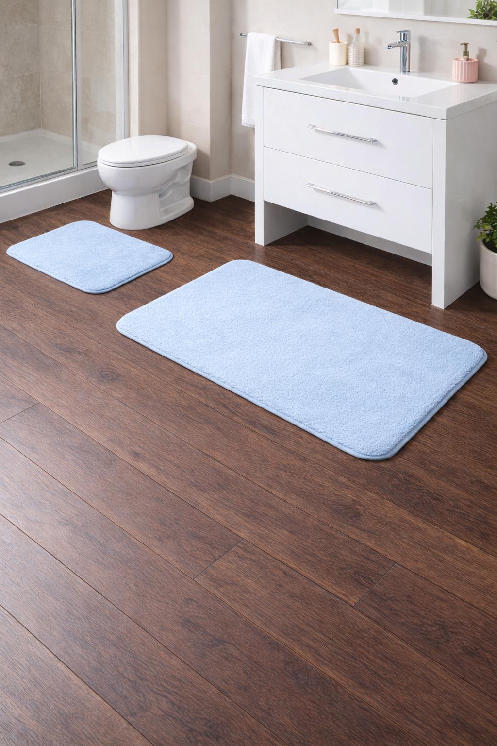 Sevika Home İkili Banyo Paspas Takımı Bebe Mavisi