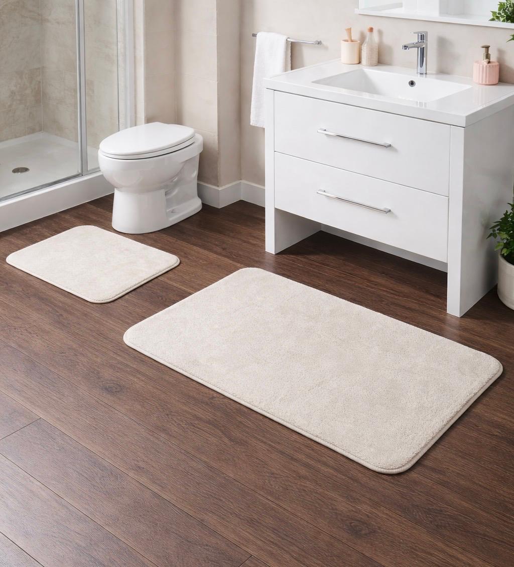 Sevika Home İkili Banyo Paspas Takımı Krem