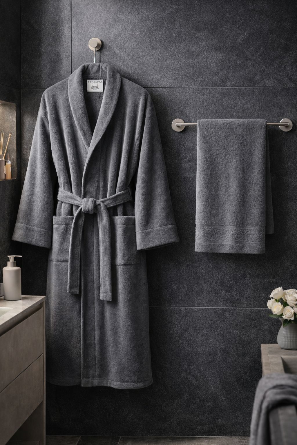 Begenal İkili Bornoz Seti Gri