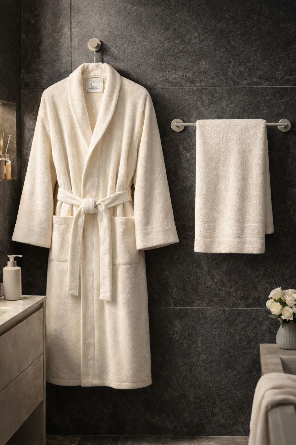 Begenal İkili Bornoz Seti Krem