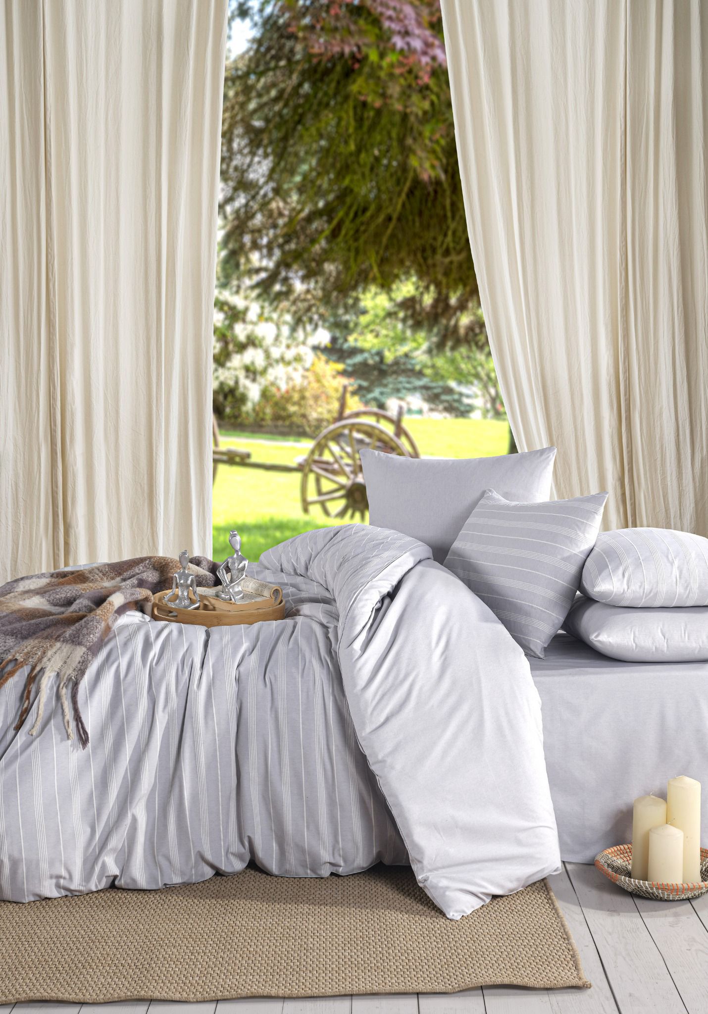 Çift Kişilik Begenal Oslo Nevresim Takımı Gri