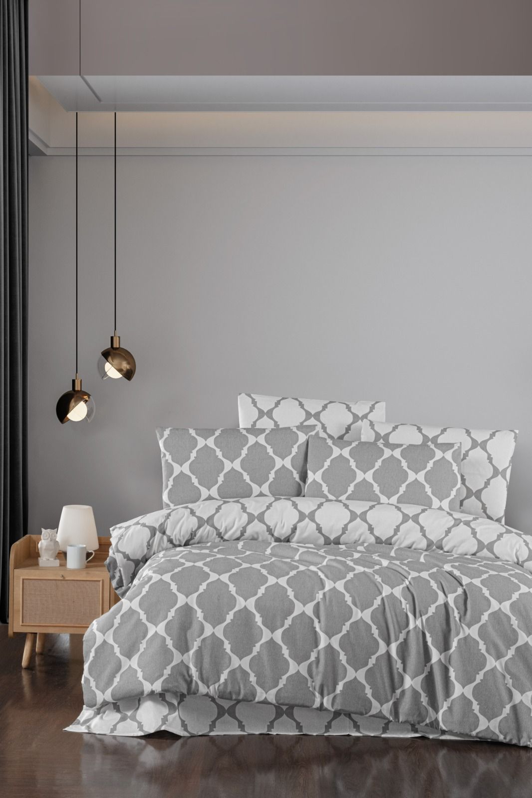 Çift Kişilik Begenal Ranforce Light Ravenna Nevresim Takımı Gri