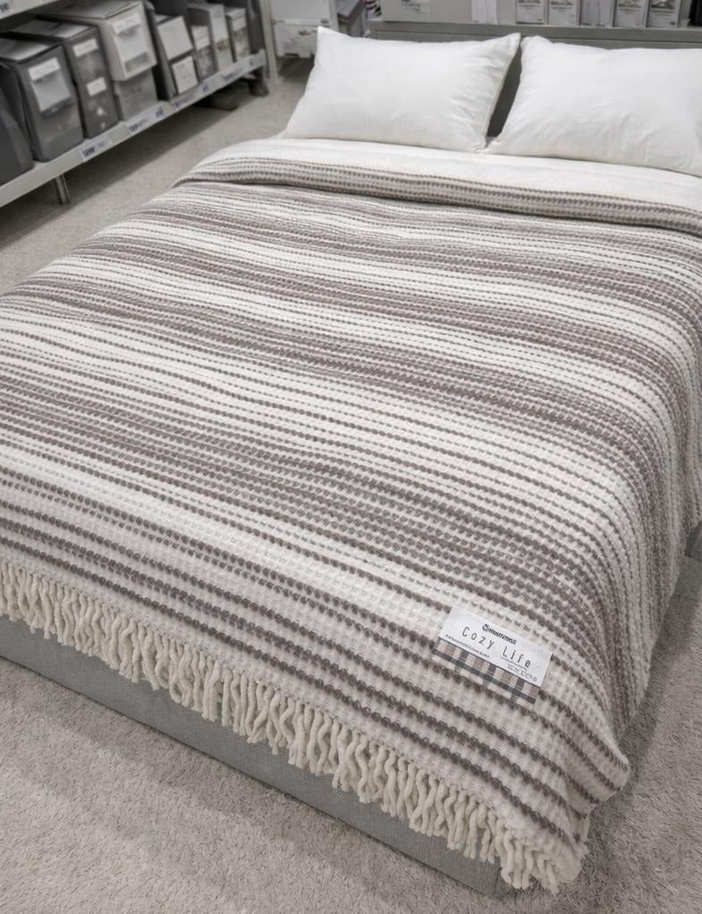 Çift Kişilik Merinos Cozy Life Waffle Püsküllü Battaniye Zeta