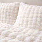 Çift Kişilik Merinos Diamond Kürk Yorgan Seti Beyaz