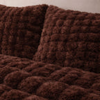 Çift Kişilik Merinos Diamond Kürk Yorgan Seti Kahverengi