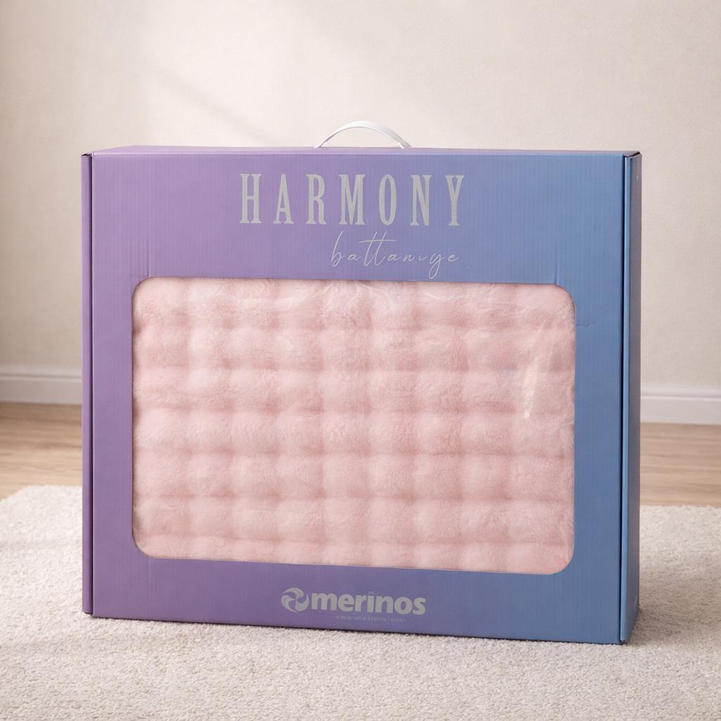 Çift Kişilik Merinos Harmony Vizon Battaniye Pudra