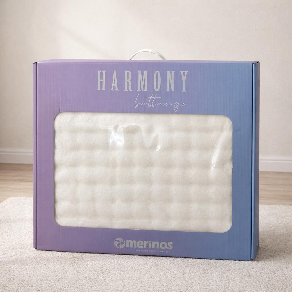 Çift Kişilik Merinos Harmony Vizon Battaniye Beyaz