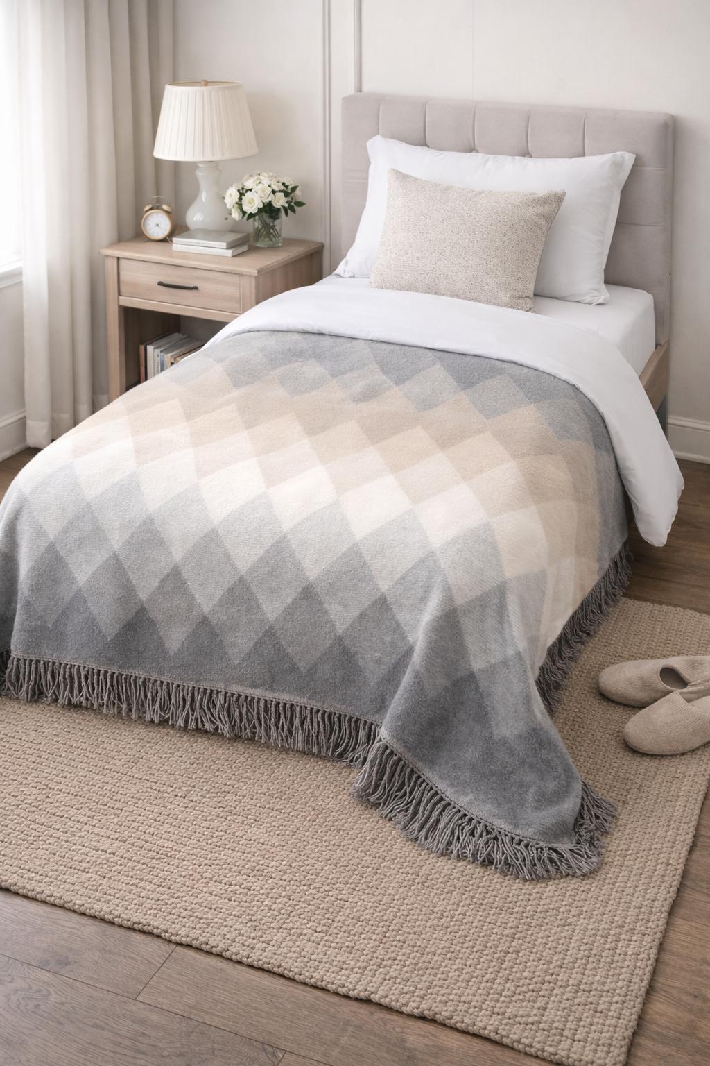 Tek Kişilik Merinos Pamuklu Battaniye Echo