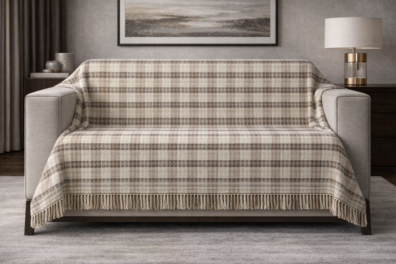 Sevika Home Koltuk Örtüsü Krem-Kahve