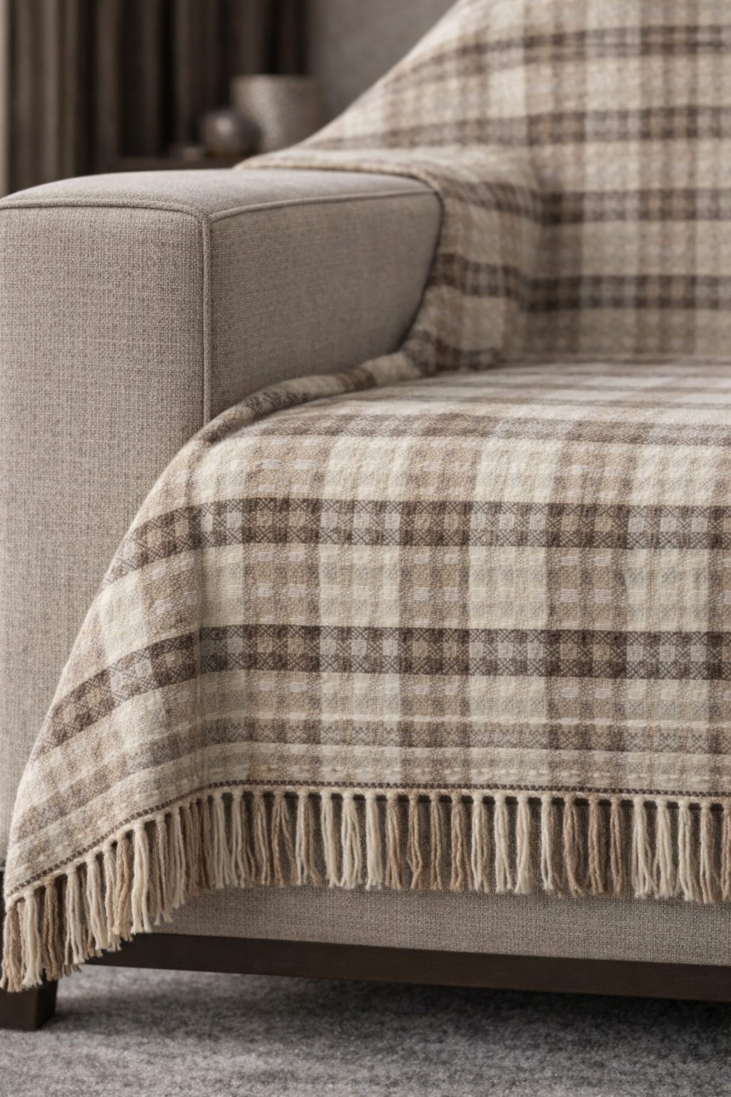 Sevika Home Koltuk Örtüsü Krem-Kahve