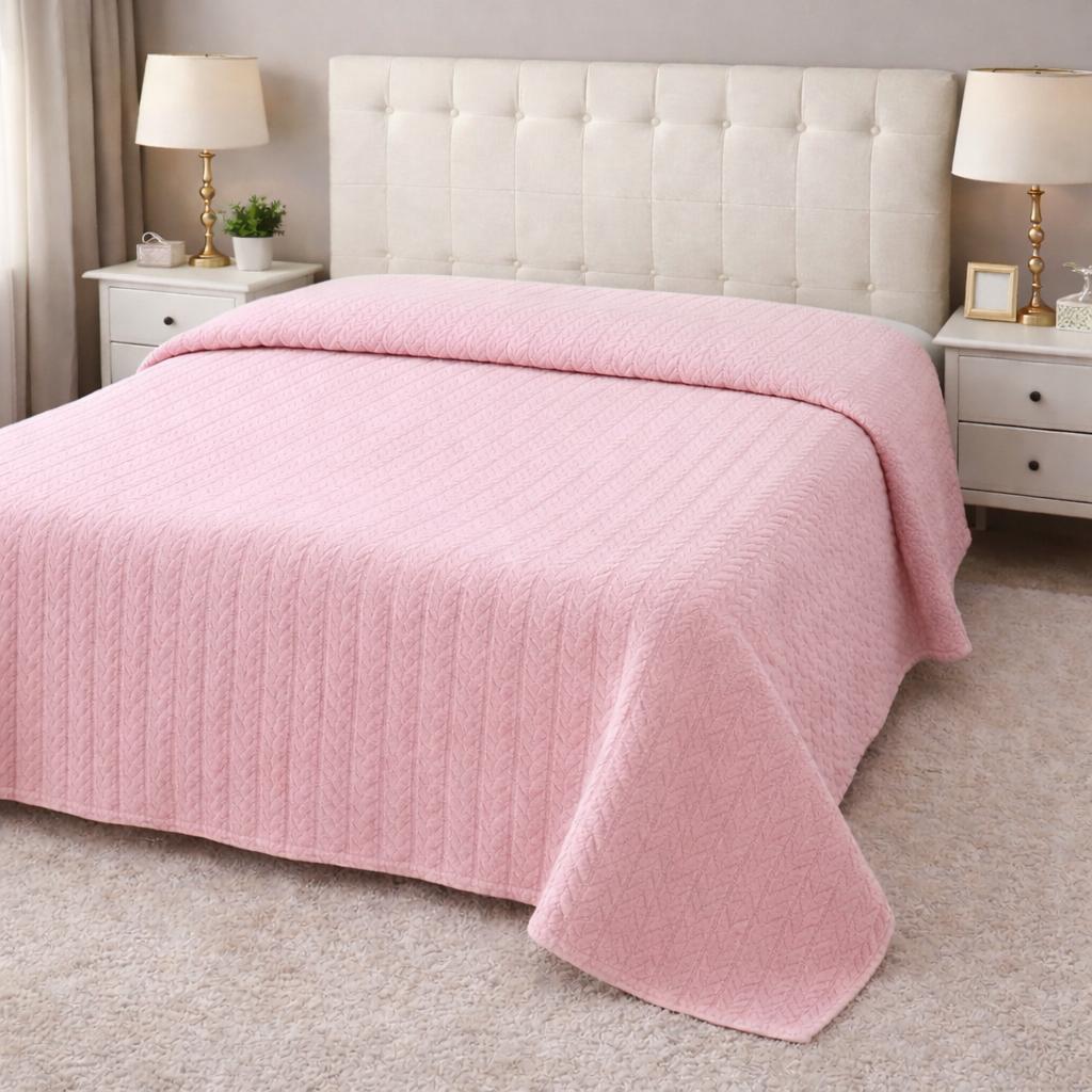 Çift Kişilik Vicuna Home Pike Yatak Örtüsü Pembe